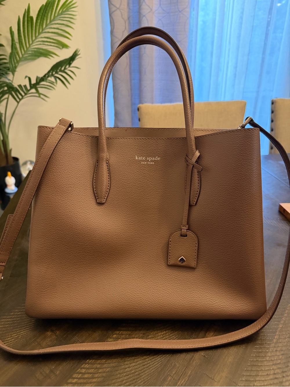 kate spade brown pebbled leather tote
